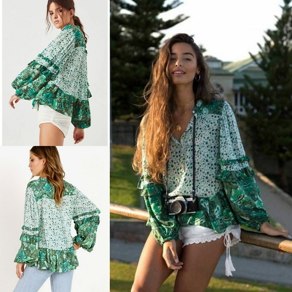 Winona Blouse Ivy green Spell Designs top XS lurex - Picture 6 of 8